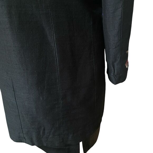 Vtg Embroidered Floral Jacket Blazer Silk Blend M Women’s Banded Collar Black - Picture 16 of 16